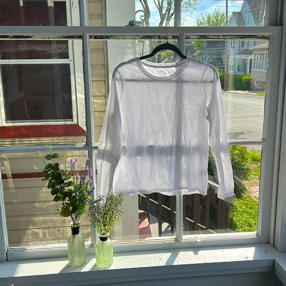 Time and Tru plain white long sleeve shirt